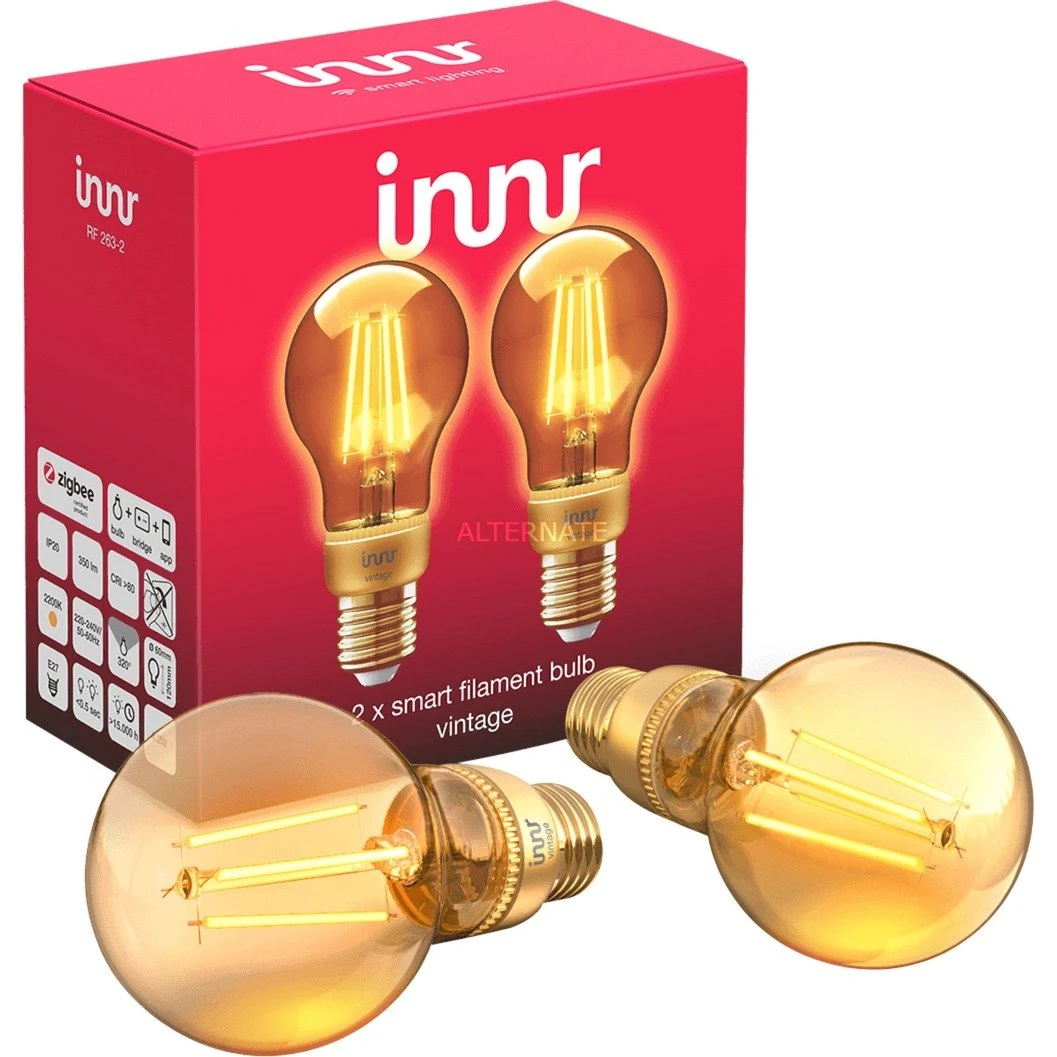 Leuchtmittel INNR Smart Filament Bulb E27 Vintage, LED-Lampe (2er-Pack, Ersetzt 30 Watt)