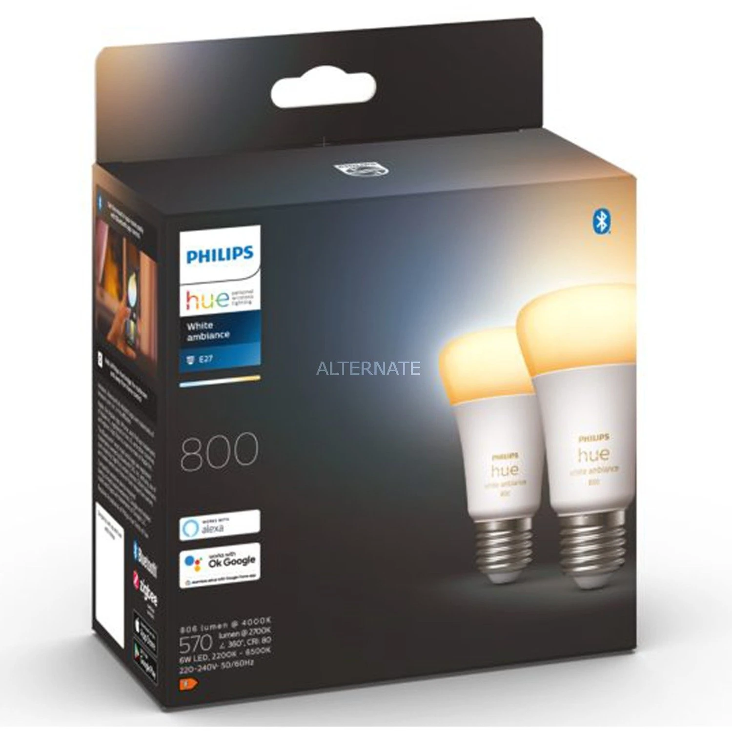 Leuchtmittel Philips Hue White Ambiance E27, LED-Lampe (Doppelpack, Ersetzt 60 Watt) 6 Leuchtmittel Philips Hue White Ambiance E27, LED-Lampe (Doppelpack, Ersetzt 60 Watt) – Bild 4