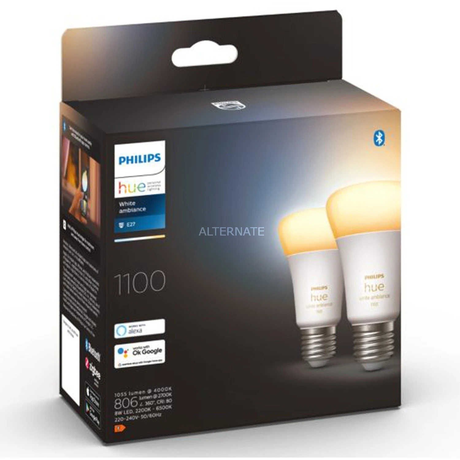Leuchtmittel Philips Hue White Ambiance E27, LED-Lampe (Doppelpack, Ersetzt 60 Watt) 6 Leuchtmittel Philips Hue White Ambiance E27, LED-Lampe (Doppelpack, Ersetzt 60 Watt) – Bild 4