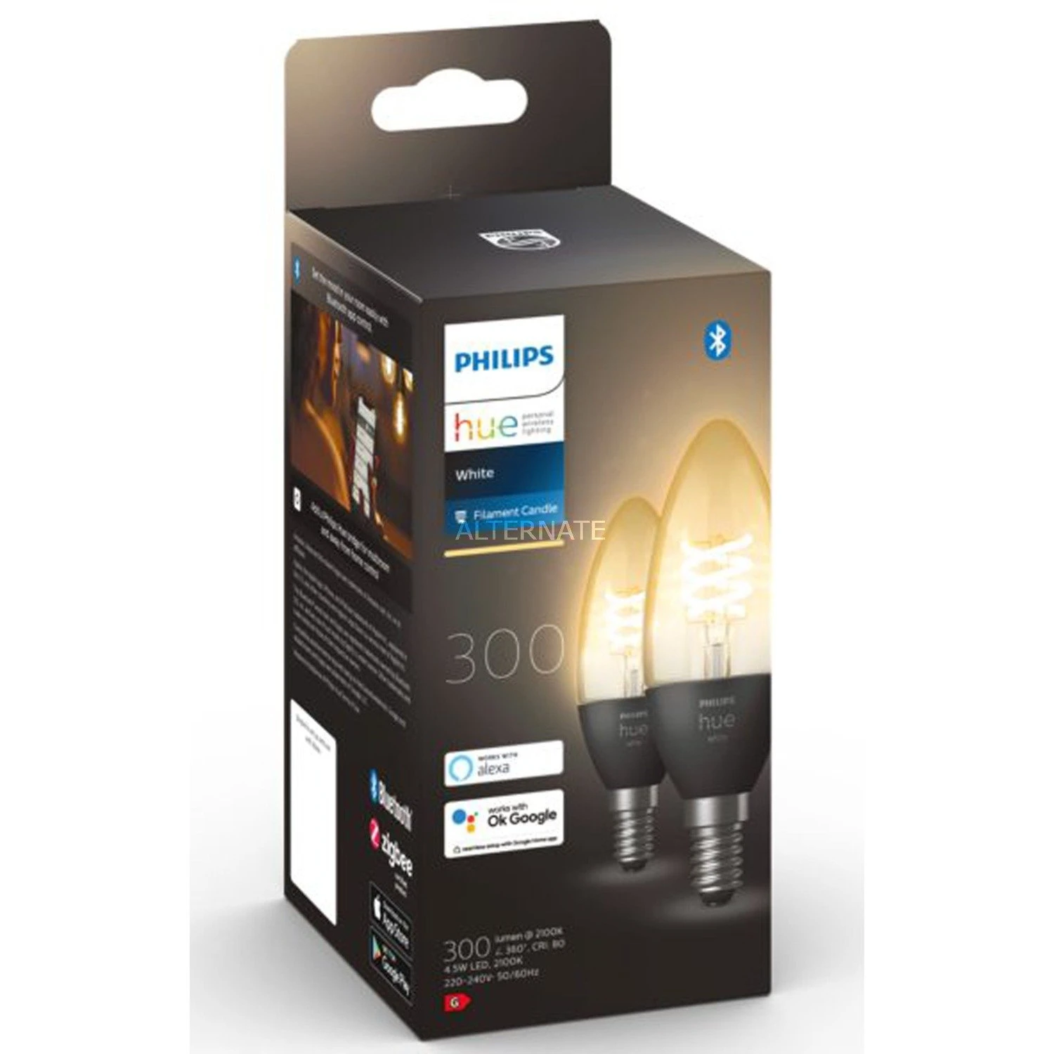 Leuchtmittel Philips Hue White E14, LED-Lampe (Doppelpack, Ersetzt 28 Watt, Filament) 6 Leuchtmittel Philips Hue White E14, LED-Lampe (Doppelpack, Ersetzt 28 Watt, Filament) – Bild 4